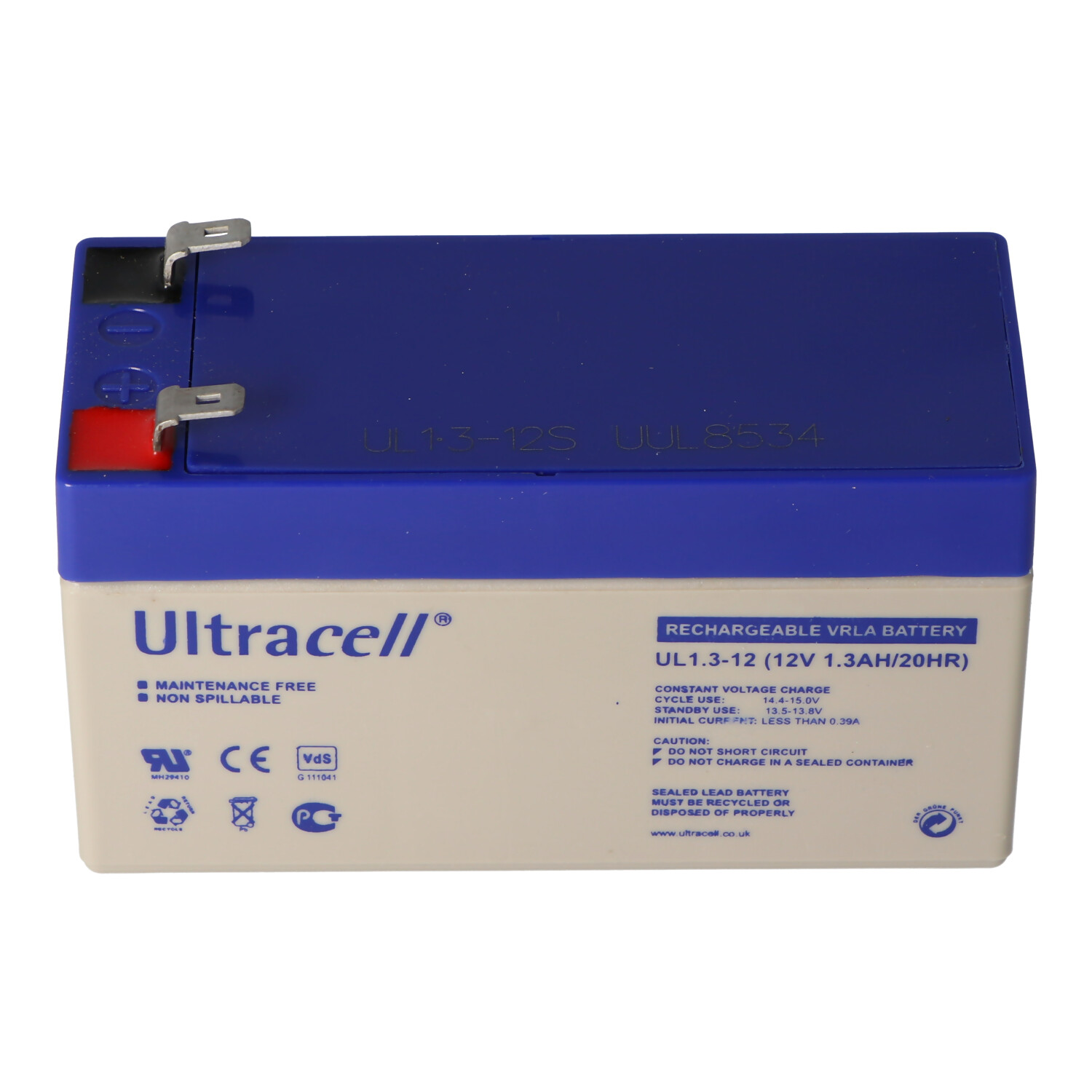 ULTRACELL UL1.3-12 Ultracell Blei Akku mAh mit Volt, - 2 12 1300 Faston Kontakten Bleiakku, Pb 4,8mm Blei 1,3Ah