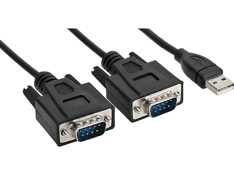 INLINE InLine® USB 2.0 zu 2x Seriell Adapterkabel Stecker A an 2x 9pol Sub D USB -<gt/> Seriell / Parallel, schwarz | USB Kabel