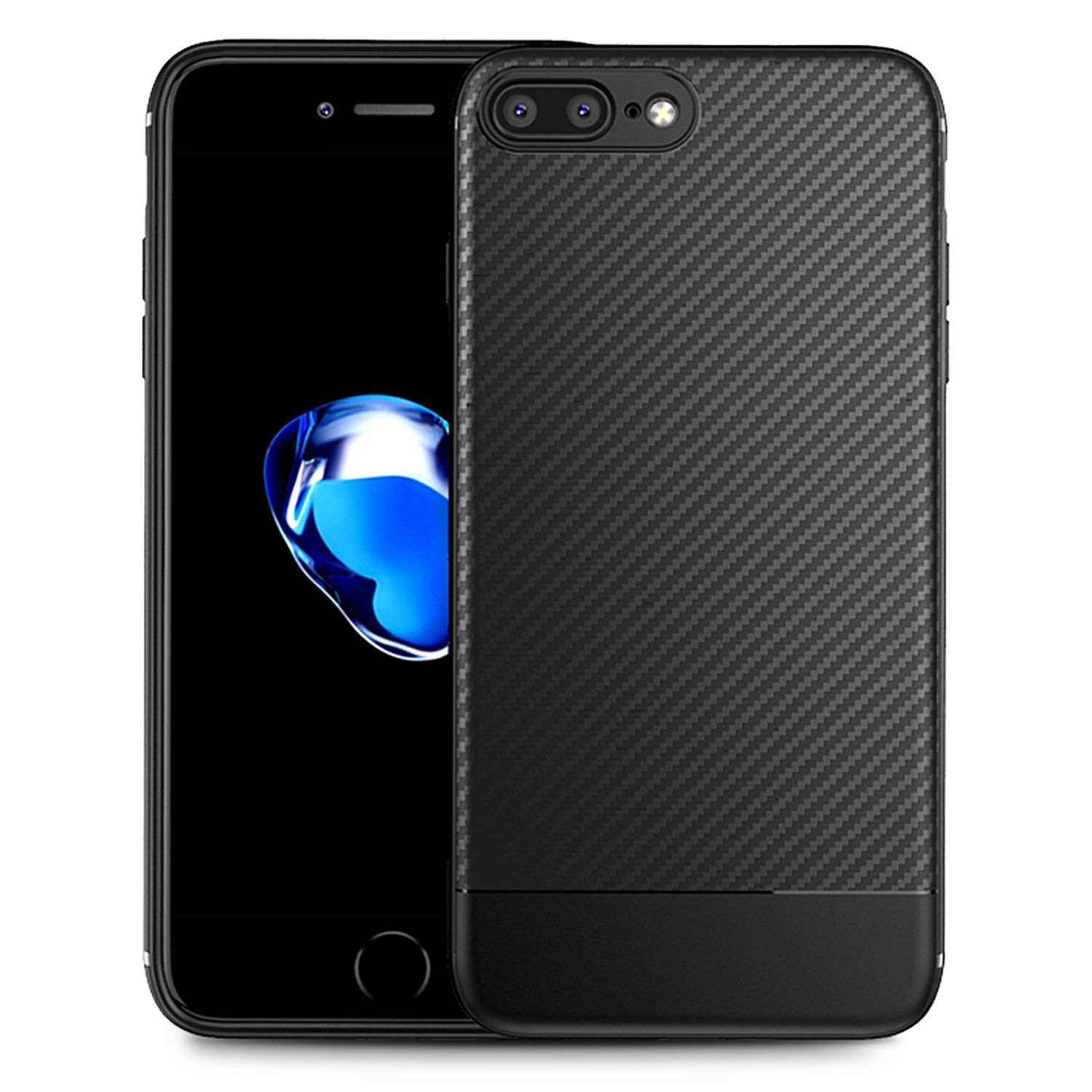 NALIA Carbon Schwarz Apple, 8 Plus Hülle, Plus, Silikon 7 iPhone Backcover, iPhone Look