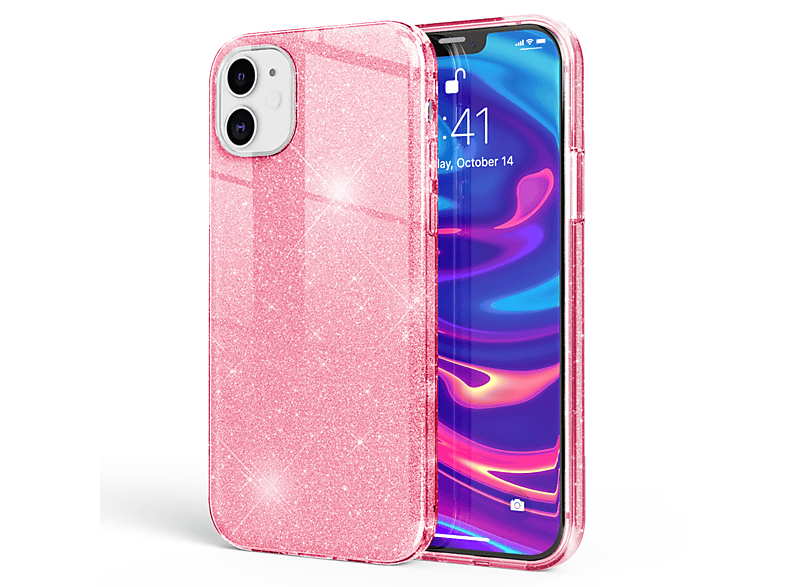 NALIA Pro, 12 iPhone Pink Backcover, 12 iPhone Glitzer Apple, Hülle,