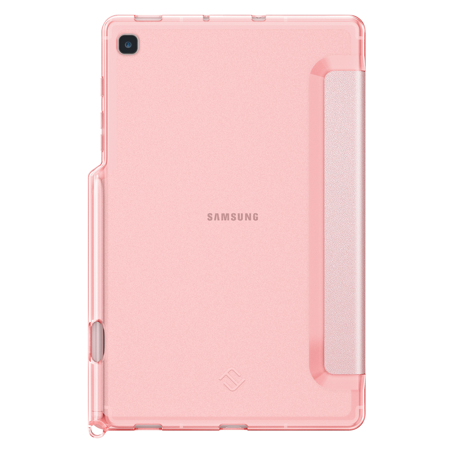 Eine pinke Tablethülle mit einem Samsung-Logo.