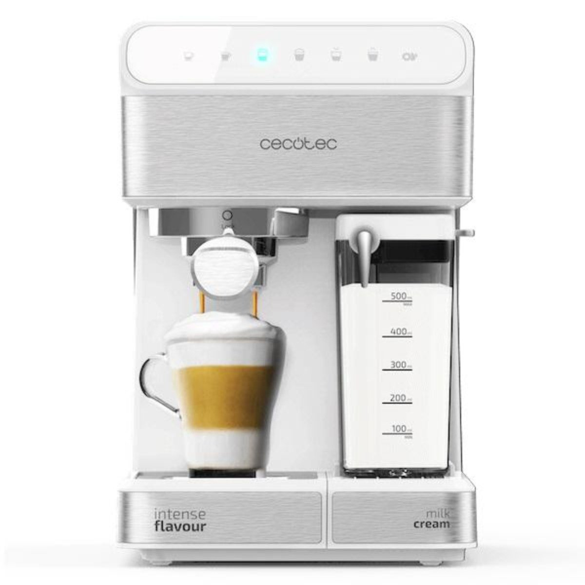 Cafetera semiautomática - Cecotec Power Instant-ccino 20 Touch, 20 bares, Táctil, Depósito de Leche