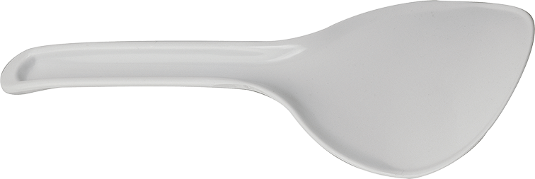 Biała plastikowa szpatułka na ciemnym tle.