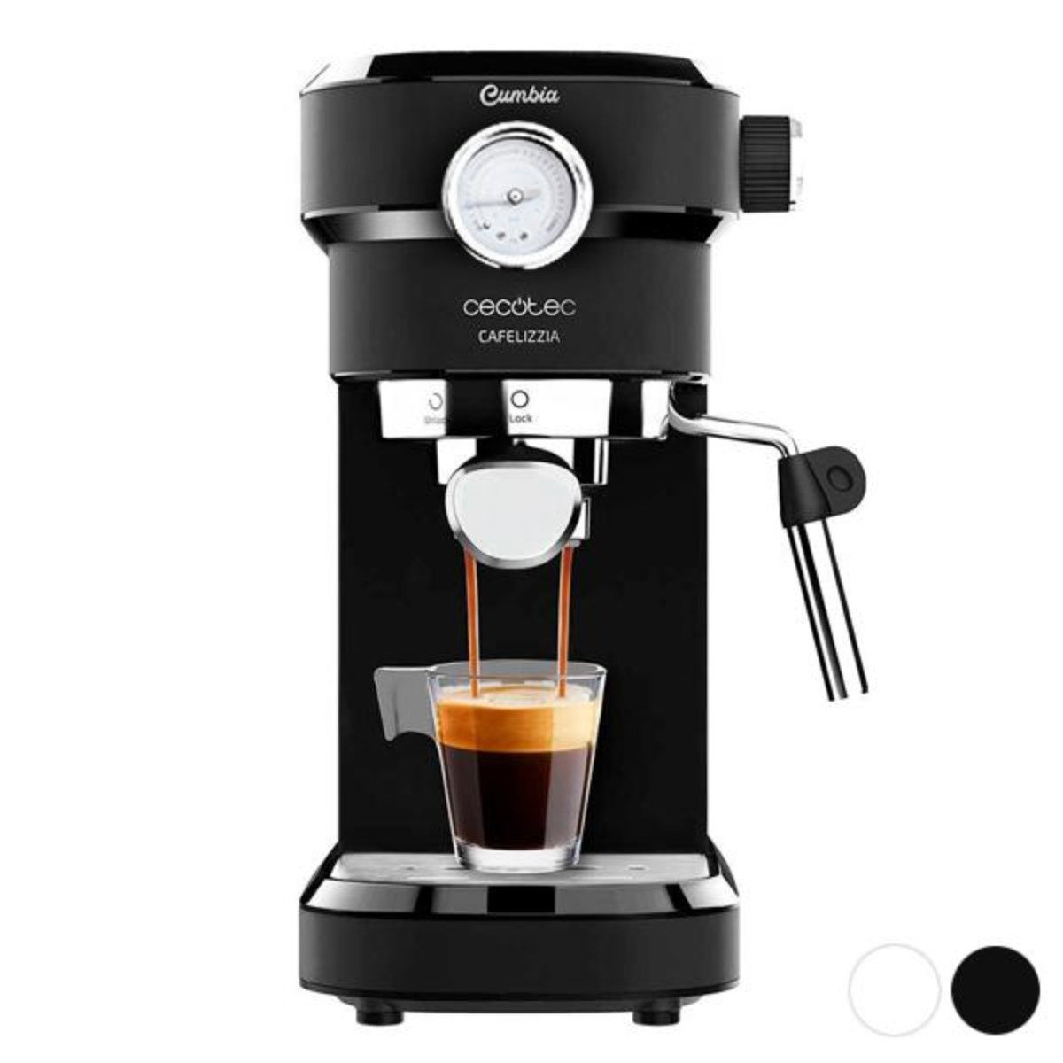 Cafetera express - Cecotec Cafelizzia 790 Black Pro, 1350W, Calentamiento rápido, 20 bar, 1.2 L, 1-2 cafés, Negro