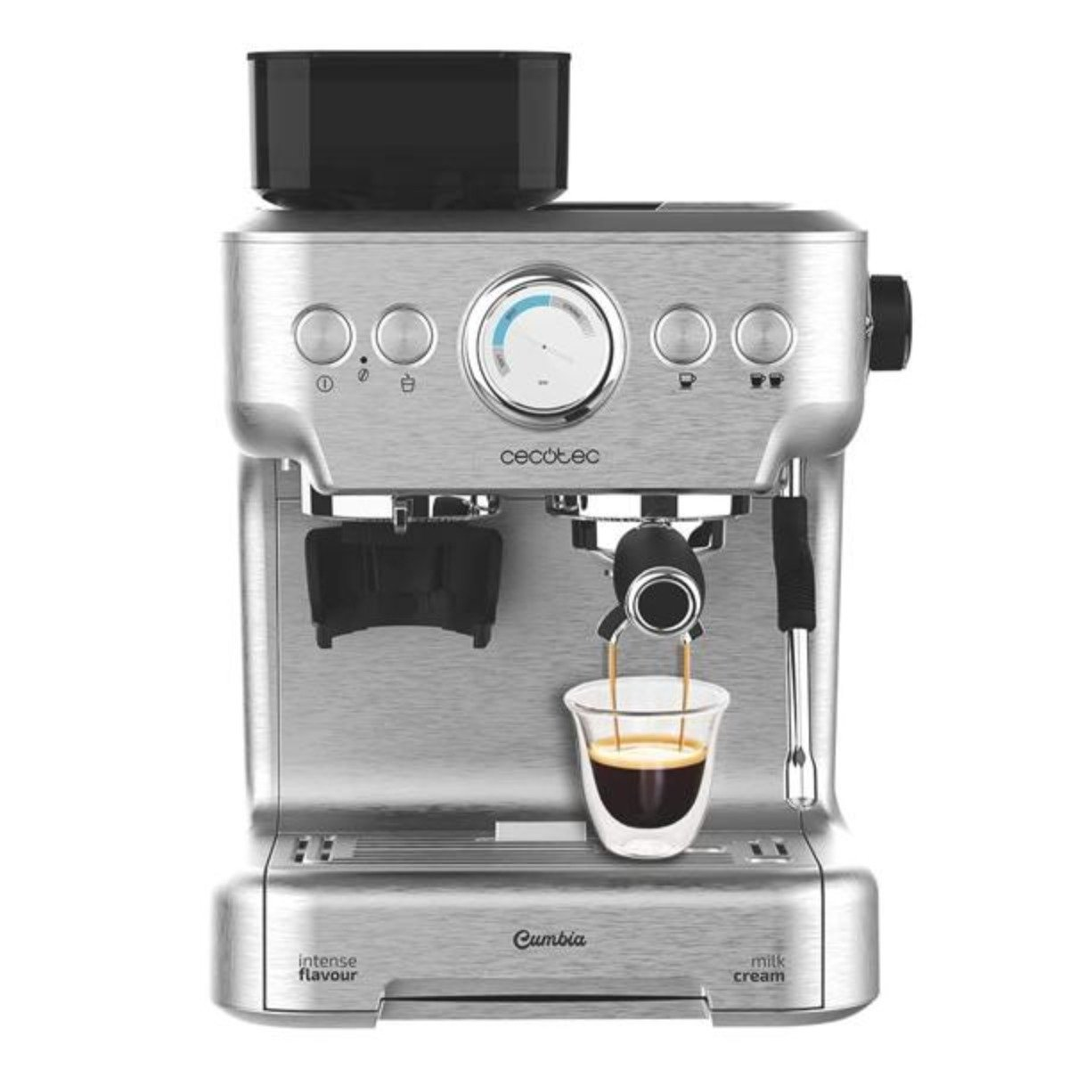 Cafetera express - Cafetera Express Power Espresso 20 Barista Aromax CECOTEC, 500 W, 2 l, Inox