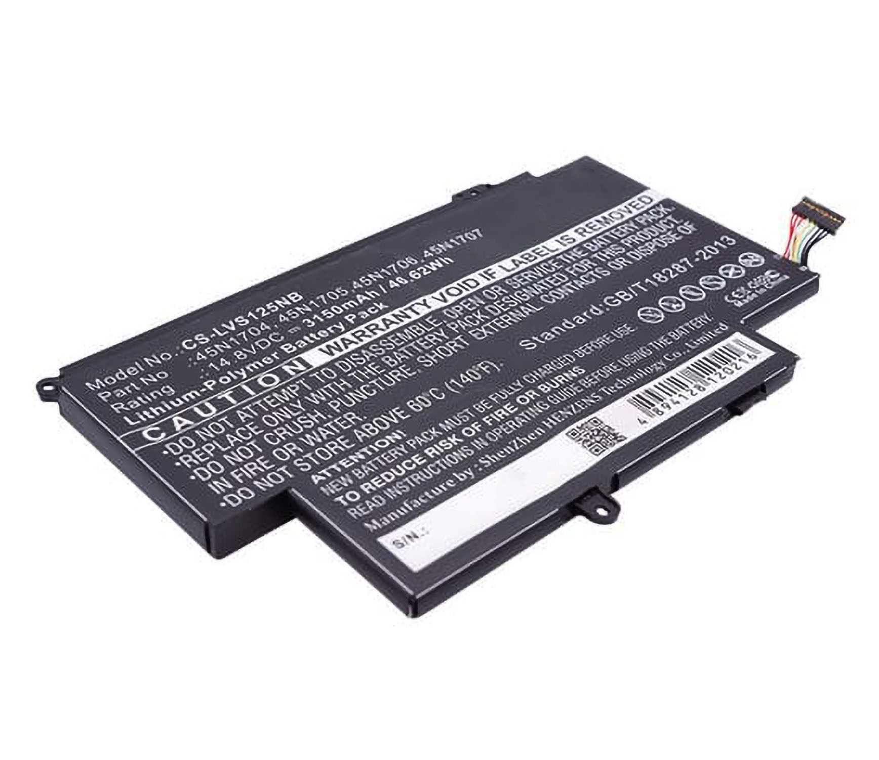 Zwei schwarze Laptop-Akkus mit Etiketten. Einer bedeckt den anderen teilweise.