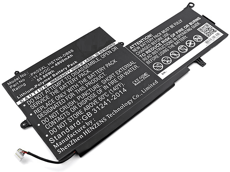 HP 13-4000nb Spectre MOBILOTEC kompatibel (L0Z41ea) Li-Pol Akku, Akku 4900 11.4 mit x360 Li-Pol, mAh Volt,