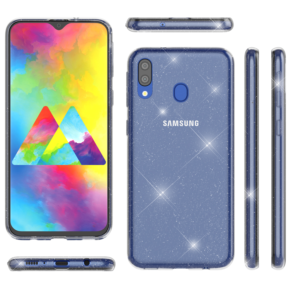 Samsung, Silikon Glitzer Galaxy Transparent Hülle, NALIA Klare M20, Backcover,