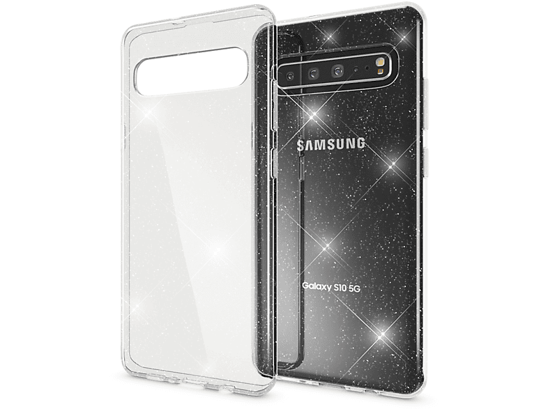 Glitzer Galaxy Samsung, S10 5G, Backcover, Hülle, Transparent Klare NALIA Silikon