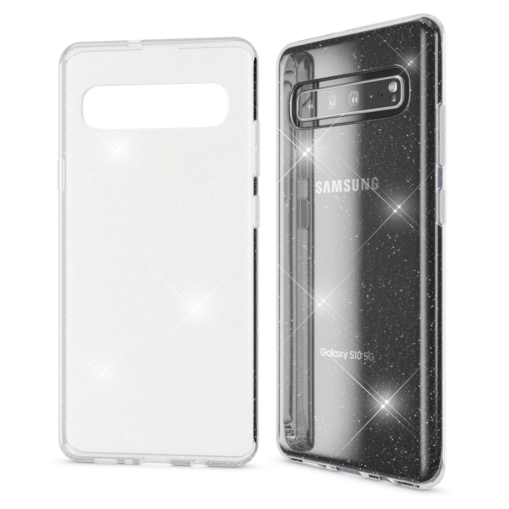 NALIA Klare Glitzer Silikon 5G, S10 Backcover, Transparent Galaxy Samsung, Hülle