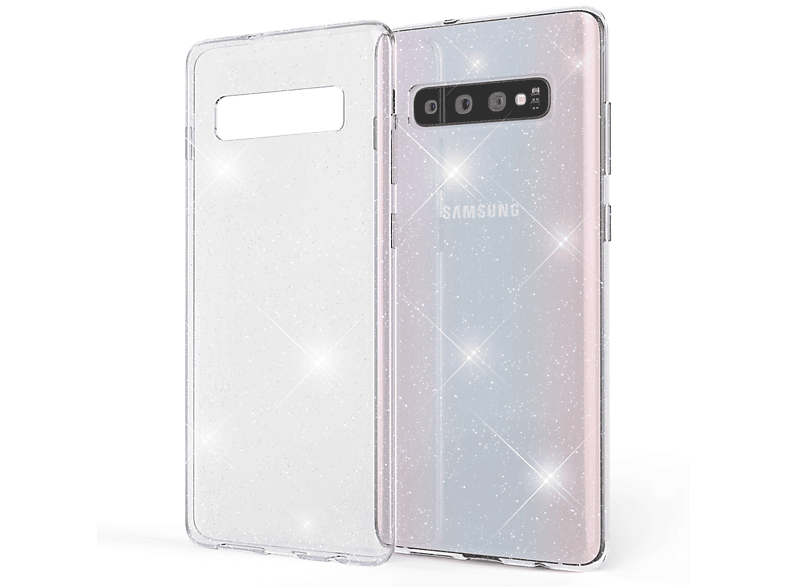S10, Samsung, Silikon Backcover, NALIA Glitzer Galaxy Hülle, Transparent Klare