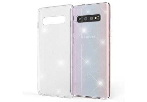 NALIA Klare Glitzer Silikon Hülle, Backcover, Samsung, Galaxy S10,  Transparent