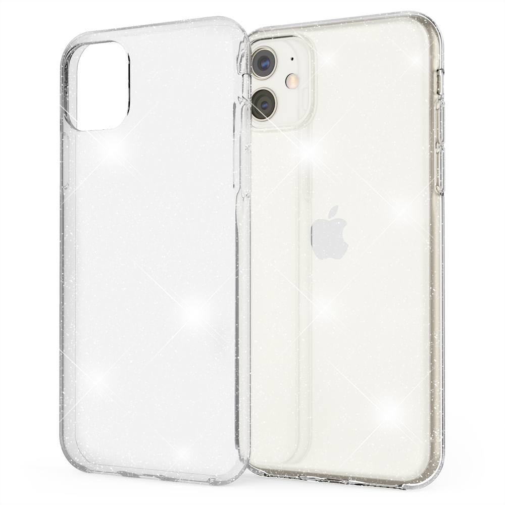 Klare Backcover, Silikon iPhone NALIA Hülle, 11, Glitzer Apple, Transparent