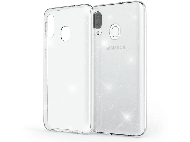 Hülle, Samsung, Silikon Glitzer Backcover, NALIA Transparent A40, Klare Galaxy