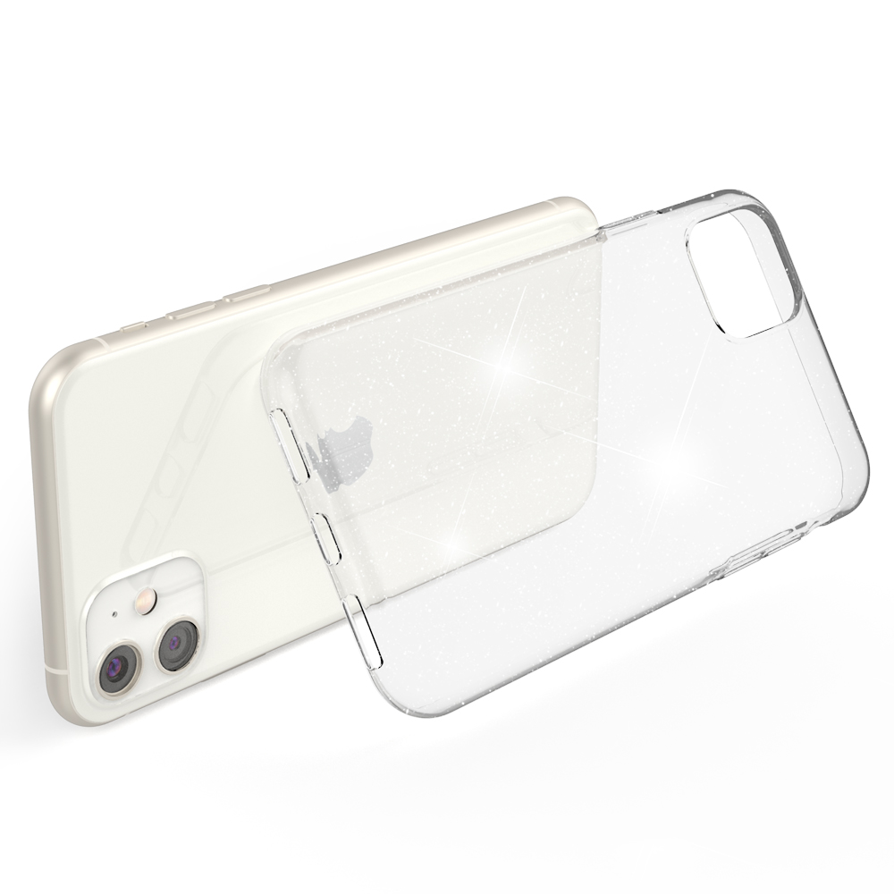 Klare Backcover, Silikon iPhone NALIA Hülle, 11, Glitzer Apple, Transparent