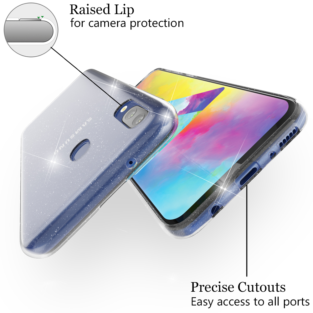 Samsung, Silikon Glitzer Galaxy Transparent Hülle, NALIA Klare M20, Backcover,