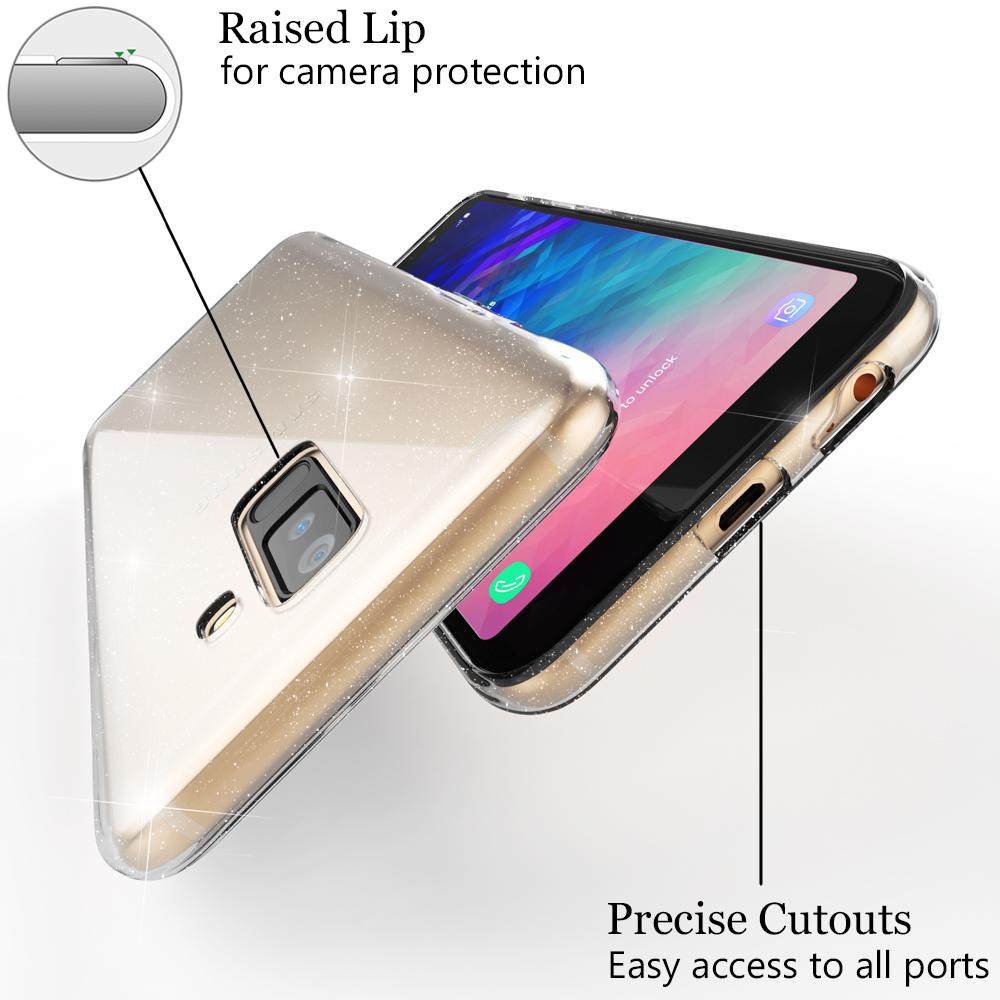 NALIA Klare Glitzer Hülle, Transparent Samsung, Plus, Silikon A6 Galaxy Backcover