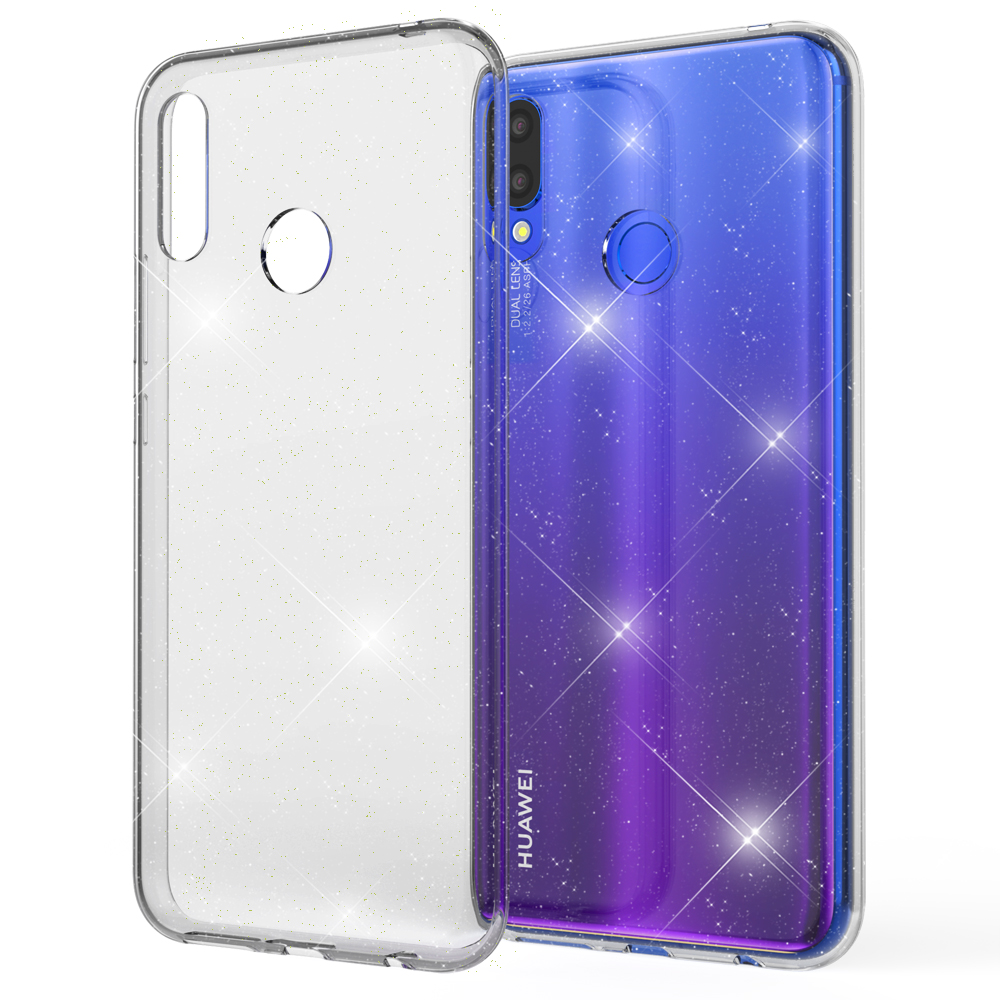 Huawei, Glitzer Silikon P Backcover, Plus Hülle, Klare (2018), Smart NALIA Transparent