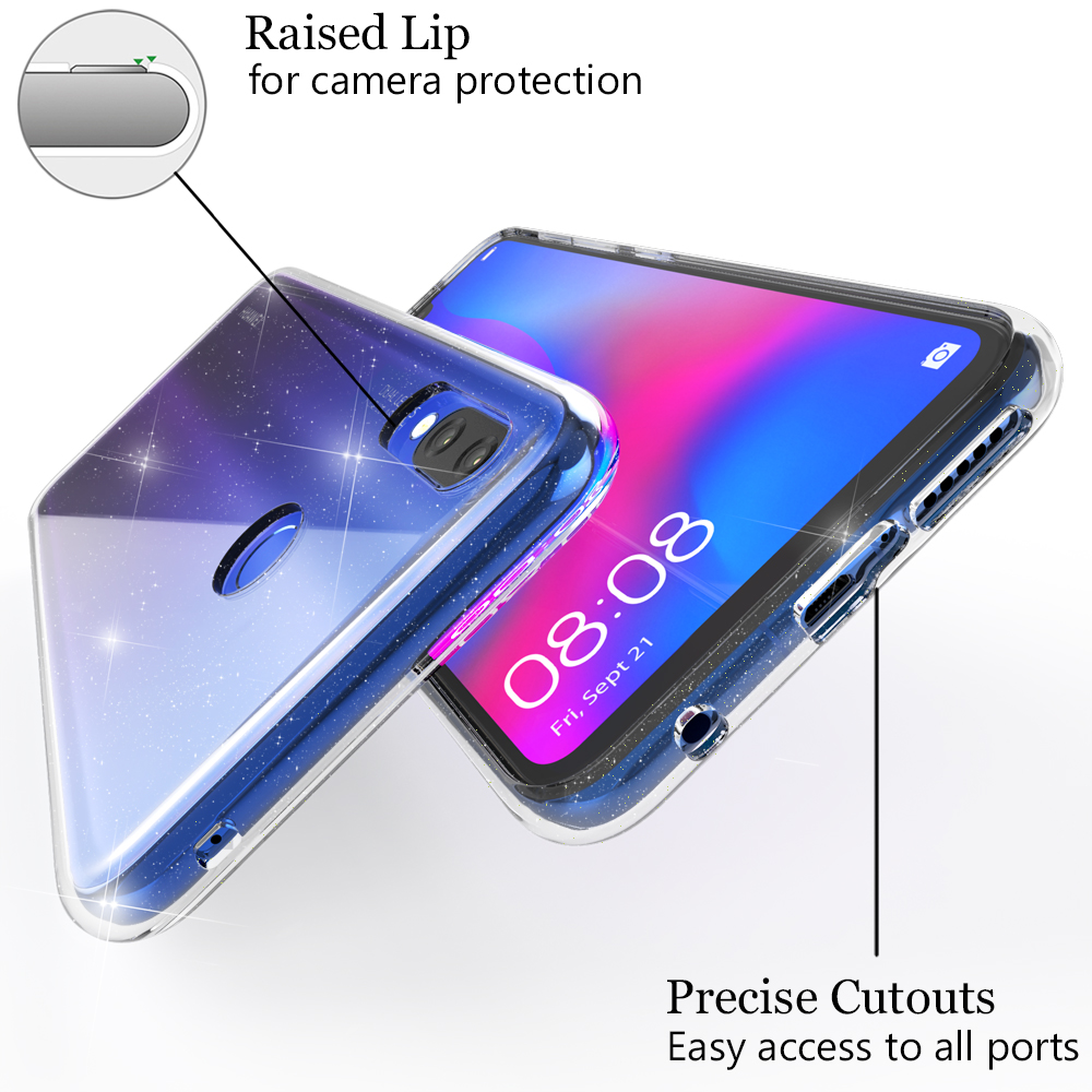 NALIA Klare Glitzer Silikon P Smart Transparent Backcover, Huawei, (2018), Hülle, Plus