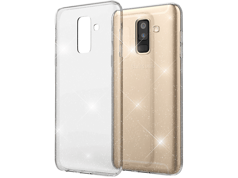 Plus, Backcover, Glitzer Transparent Samsung, Galaxy A6 Hülle, NALIA Klare Silikon