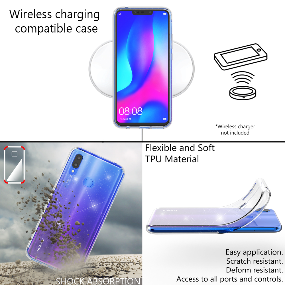 NALIA Klare Glitzer Silikon P Smart Transparent Backcover, Huawei, (2018), Hülle, Plus