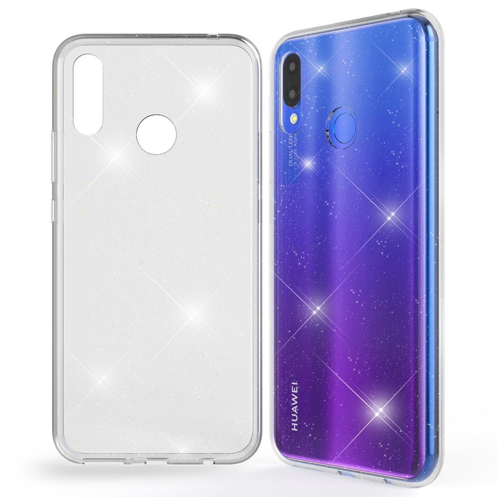 Huawei, Glitzer Silikon P Backcover, Plus Hülle, Klare (2018), Smart NALIA Transparent