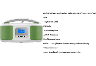 CYBERLUX CL-330 Tragbarer CD-Player | Tragbares Stereo Radio | Kinder Radio | CD Player Golo Green