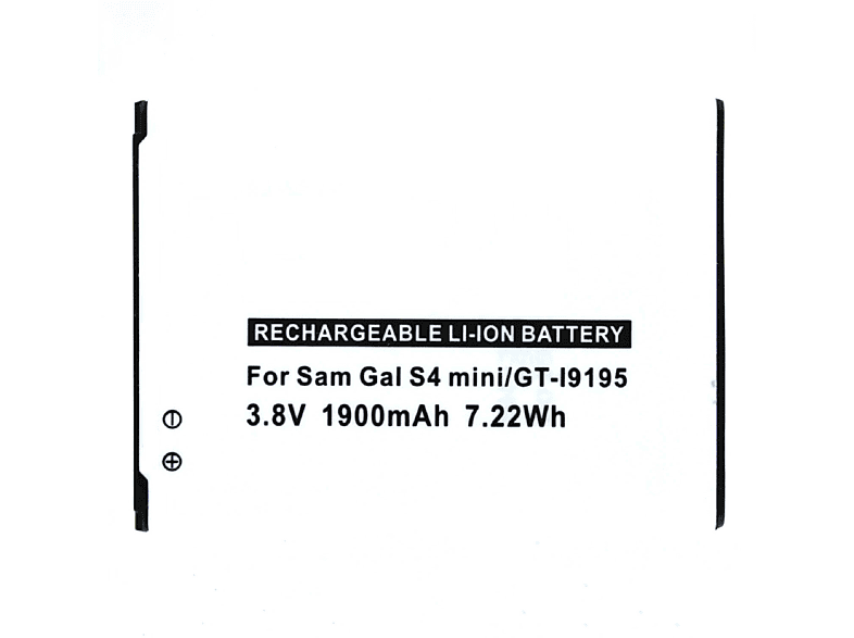 MOBILOTEC Akku kompatibel mit Samsung Galaxy S4 Mini|GT-I9192|GT-I9195 Li-Ion Akku, Li-Ion, 3.7 Volt, 1900 mAh