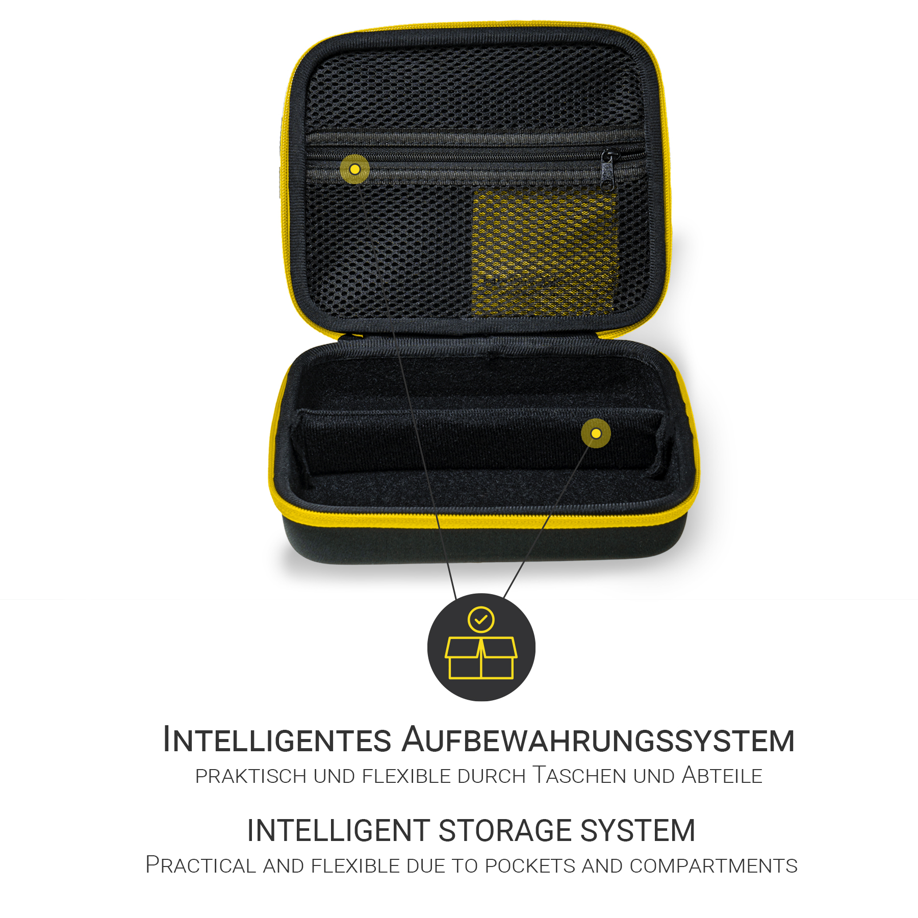 HI-SHOCK Dual Case Stoßabsorbierendes Case Brillenetui, schwarz/gelb 