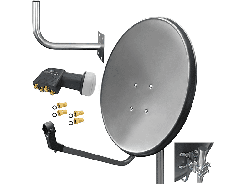 ARLI Satelliten Set Wandhalter Quad cm, Anlage Sat LNB) (60 45cm