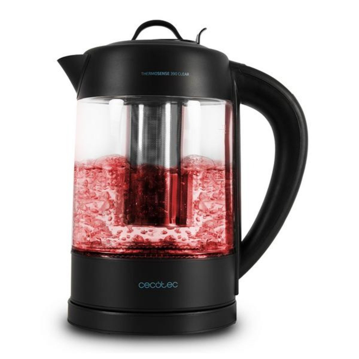 Hervidor de agua - ThermoSense 390 Clear CECOTEC, 2200 W, 1.7 l, Black