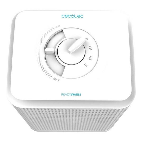 Purificatore d'aria bianco con un quadrante di controllo, etichettato READYWARM, su sfondo bianco.