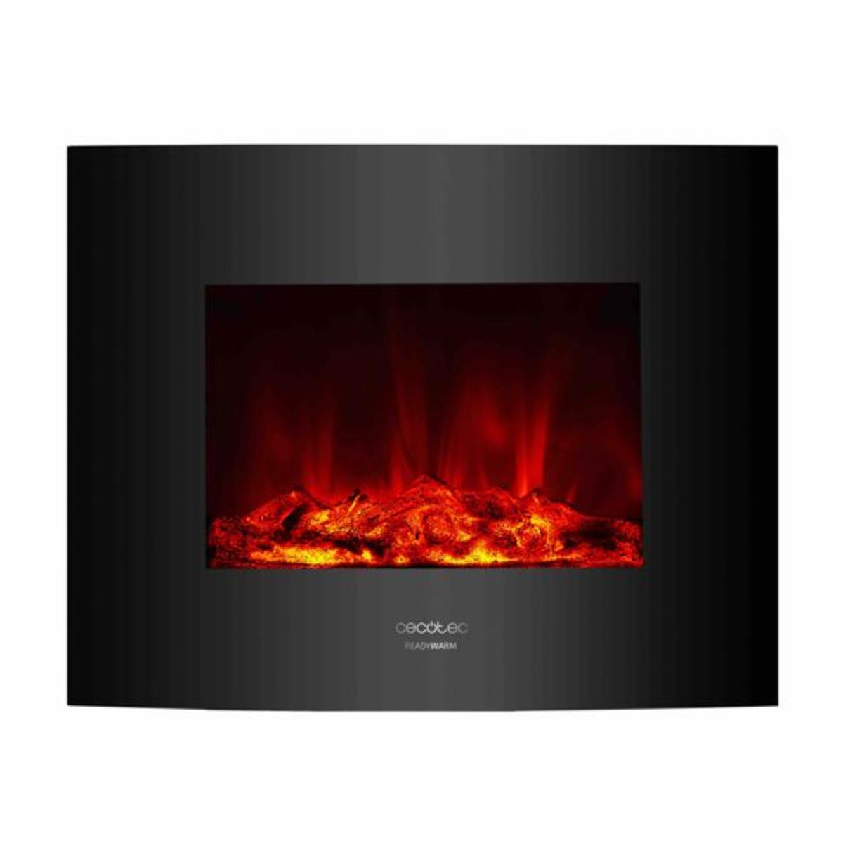 Calefactor - Chimenea eléctrica ReadyWarm 2600 Curved Flames CECOTEC, Negro