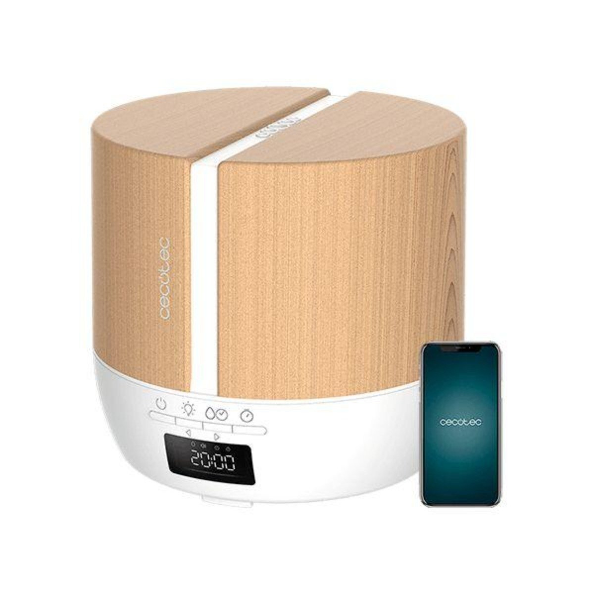 Humidificador - Difusor de aromas PureAroma 550 Connected White Woody CECOTEC, 500 ml, 30 m²m², Metálico