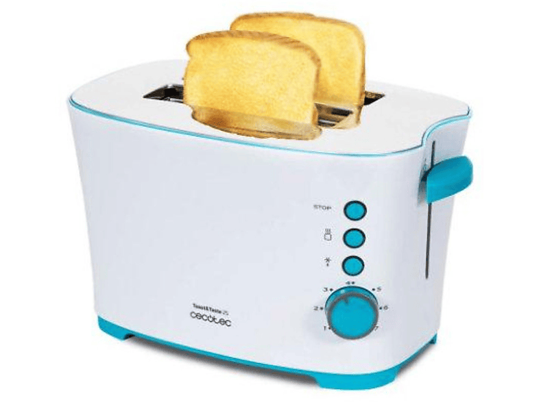 2) 2S Watt, Taste CECOTEC (850 Weiß 3027 Toaster Schlitze: