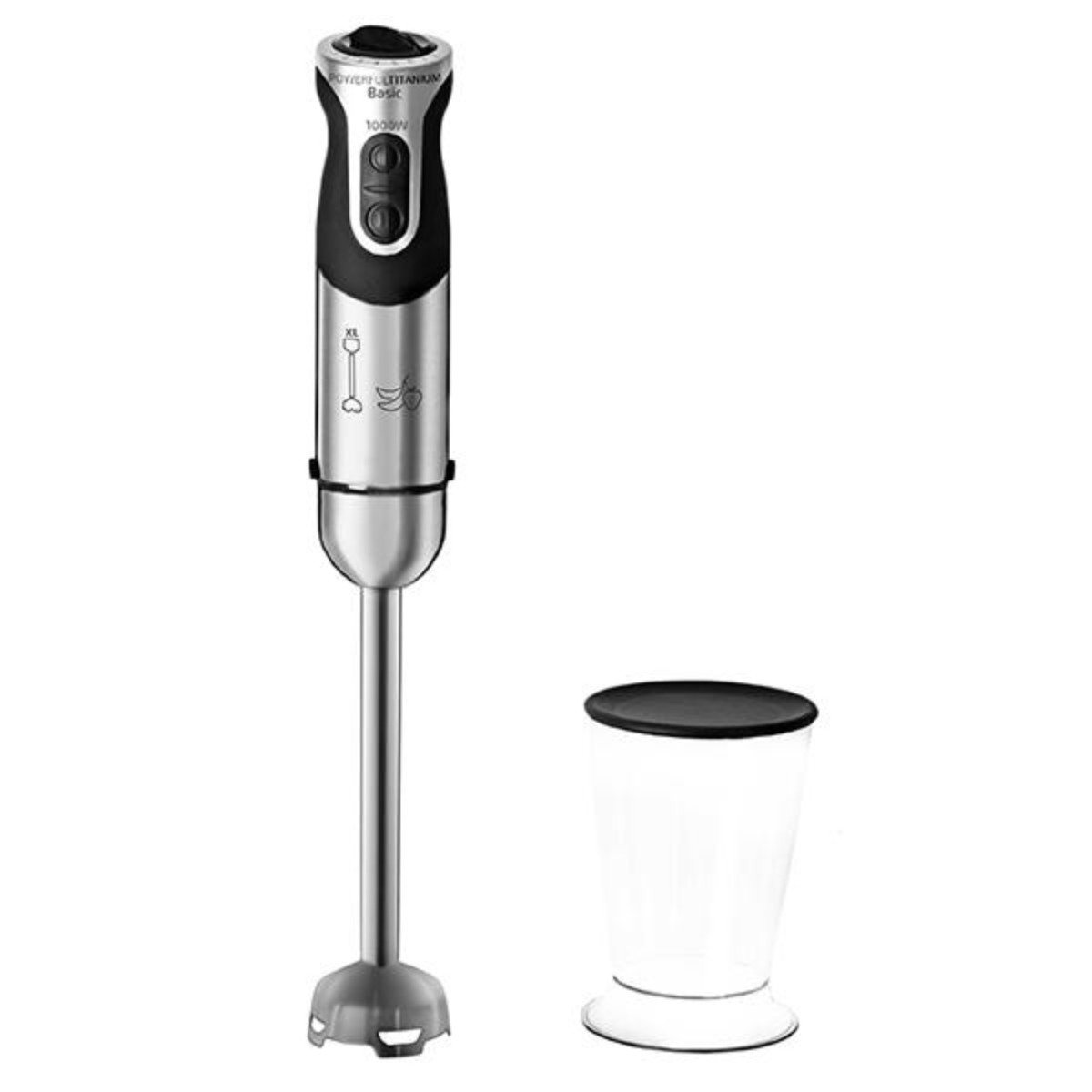 Batidora de mano - Powerful Titanium 1000 CECOTEC, 1000 W, Regulable velocidades, Silver