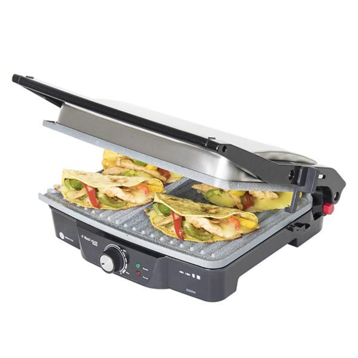 Planchas de asar - Parrilla Eléctrica Rock'nGrill 2000 CECOTEC, 2000 W, 40 cm, plata