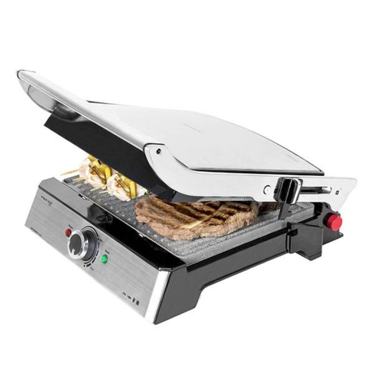 Plancha de asar - 03026 CECOTEC, 2000 W, 40 cm, plata