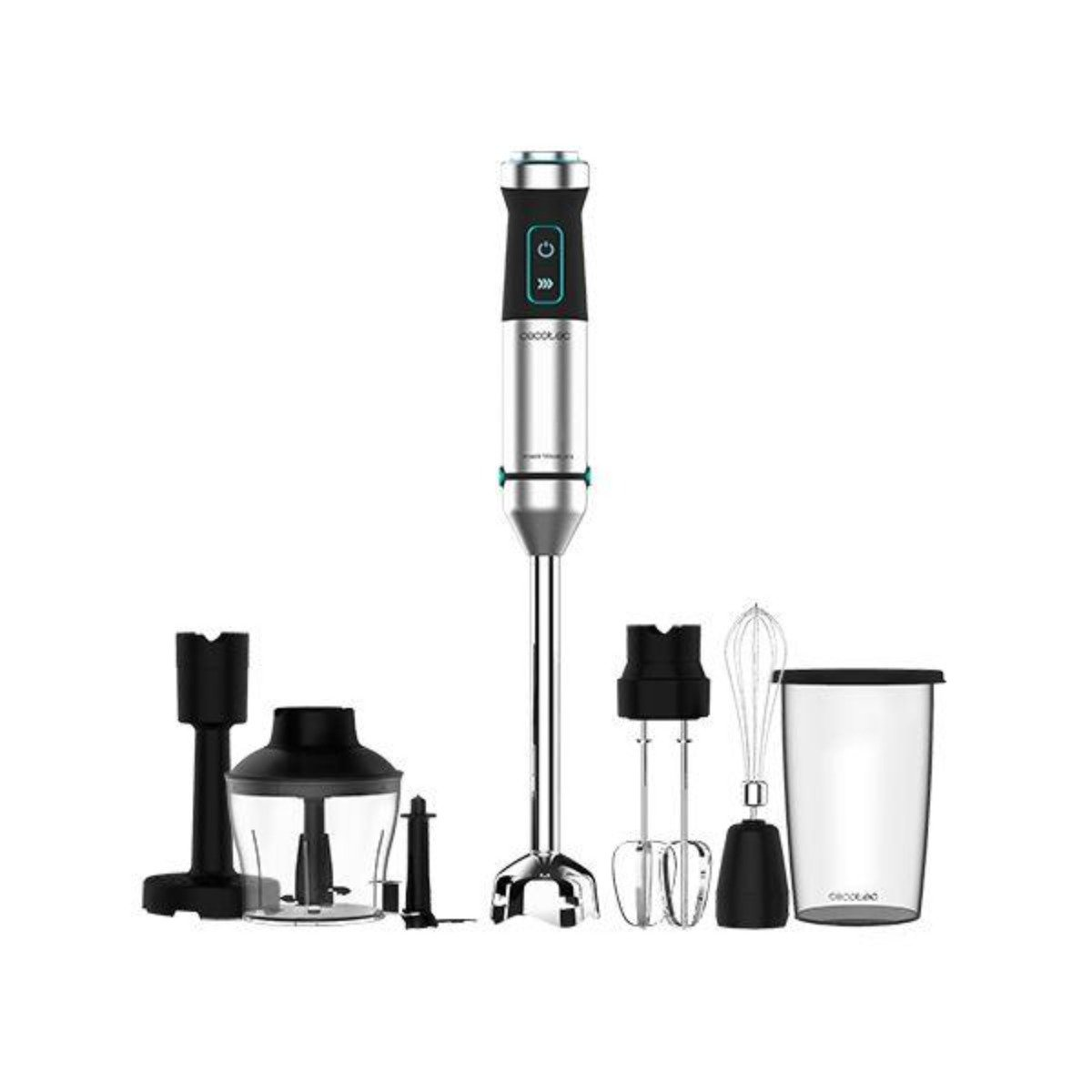 Batidora de mano - Batidora de mano Power TitanBlack 1500 XL PerfectCream&Crush CECOTEC, 1500 W, Regulable velocidades, Inox