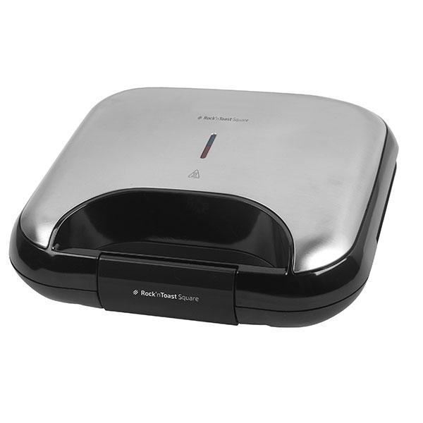 Tostapane Rock'n Toast Square chiuso, argento e nero.