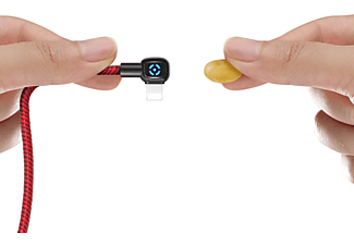 MCDODO 90° iPhone iOS Lightning Winkelstecker Aut. Ausschalt Funktion 2A mit LED Licht, Ladekabel, 1,2 m, Rot