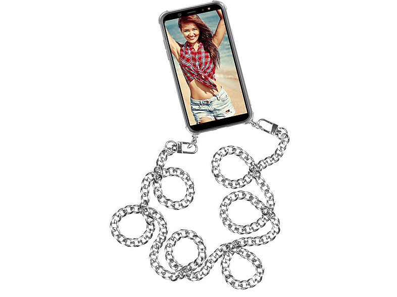 ONEFLOW Twist Case mit Kette, Backcover, Huawei, P40 Lite, Silber