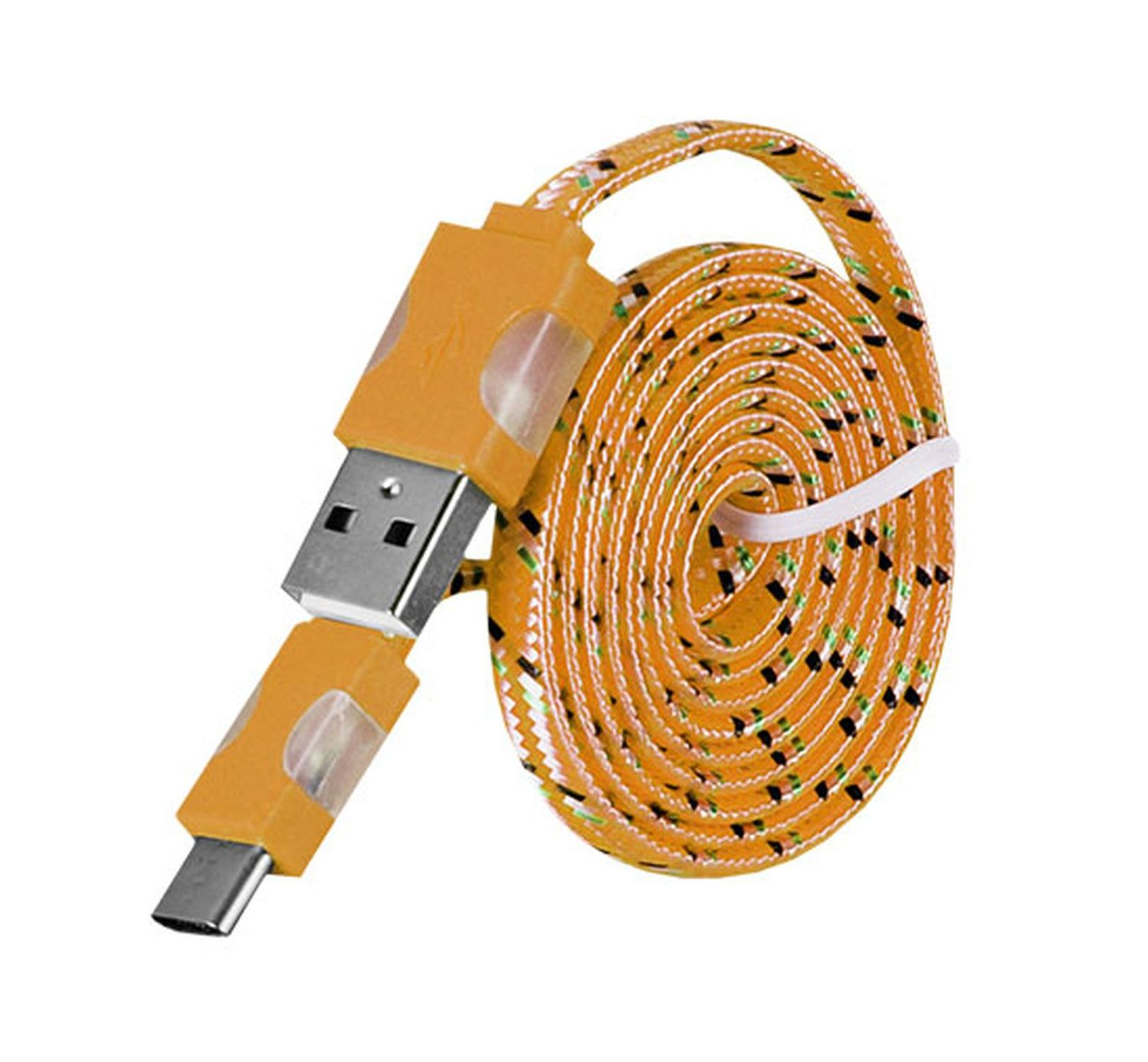 Typ COFI 1m C Datenkabel, Gelb Nylon USB LED Licht Ladekabel,