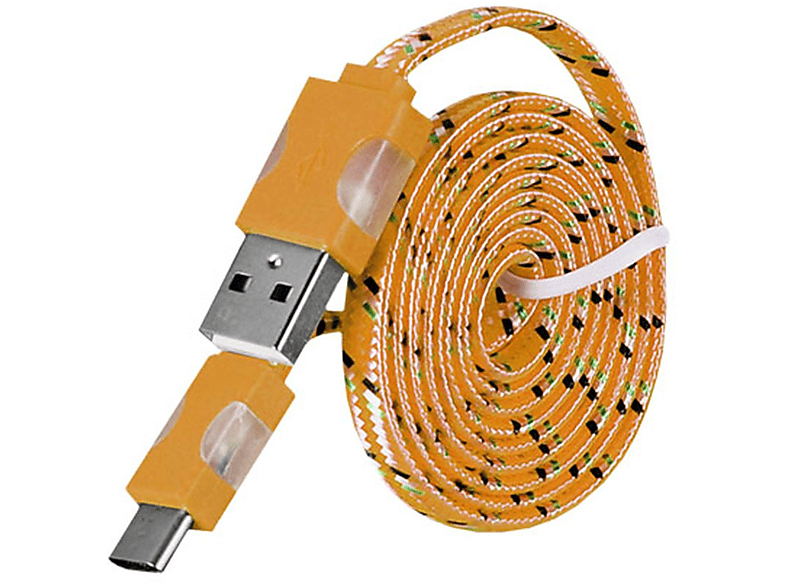 Ladekabel, C COFI Datenkabel, USB LED Licht Nylon Gelb 1m Typ