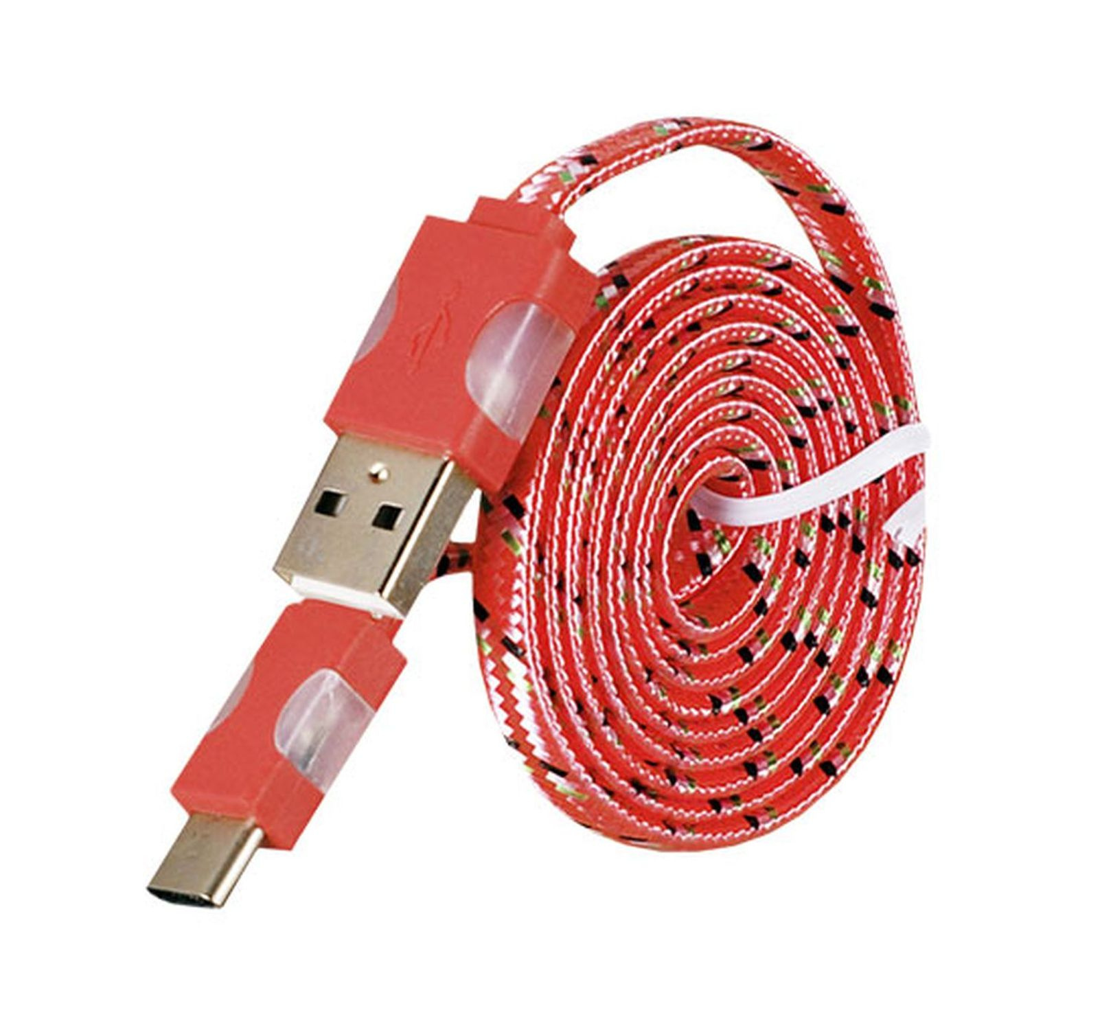 COFI 1m USB Licht Ladekabel, LED Typ Nylon Rot C Datenkabel
