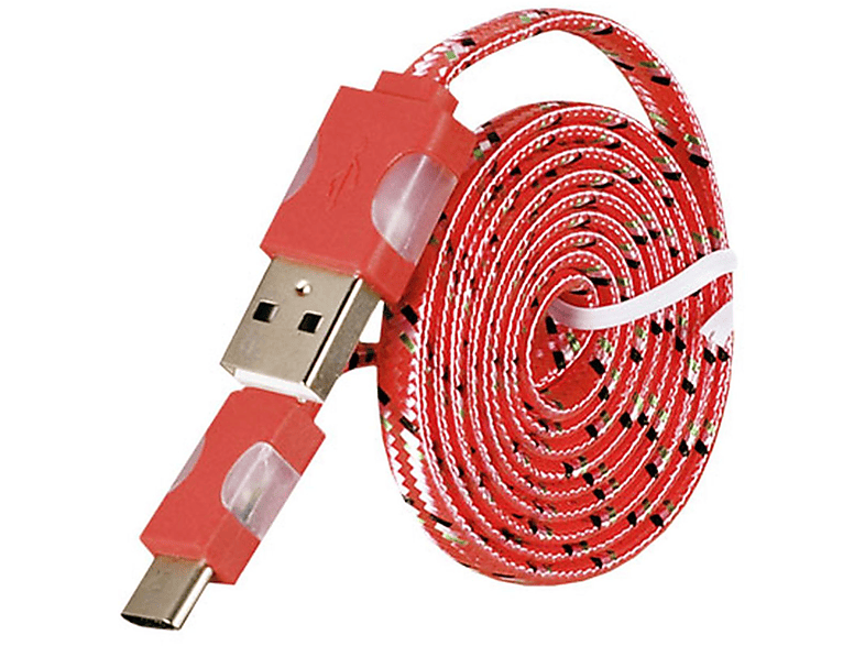 COFI 1m USB Typ C Datenkabel, Licht LED Rot Ladekabel, Nylon