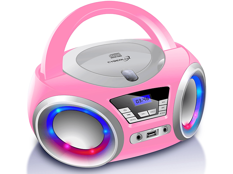 mit Kopfhöreranschluss CYBERLUX CD-Player Stereo LED-Beleuchtung Pink Radio Tragbares Loopy CL-910 | |