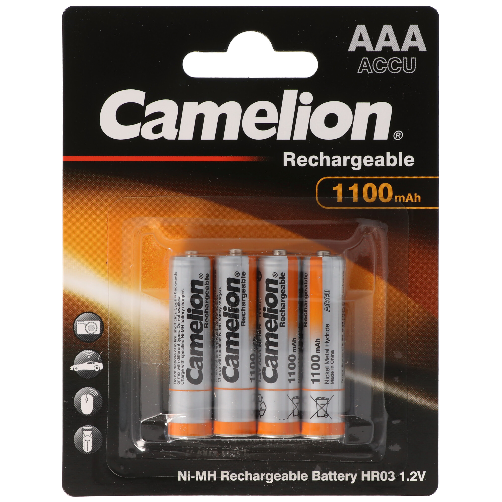 Micro Ah 1.1 CAMELION 1.2 Batterie, NiMH, Akku 1100mAh Volt, (4er NiMH AAA Blister) NiMH