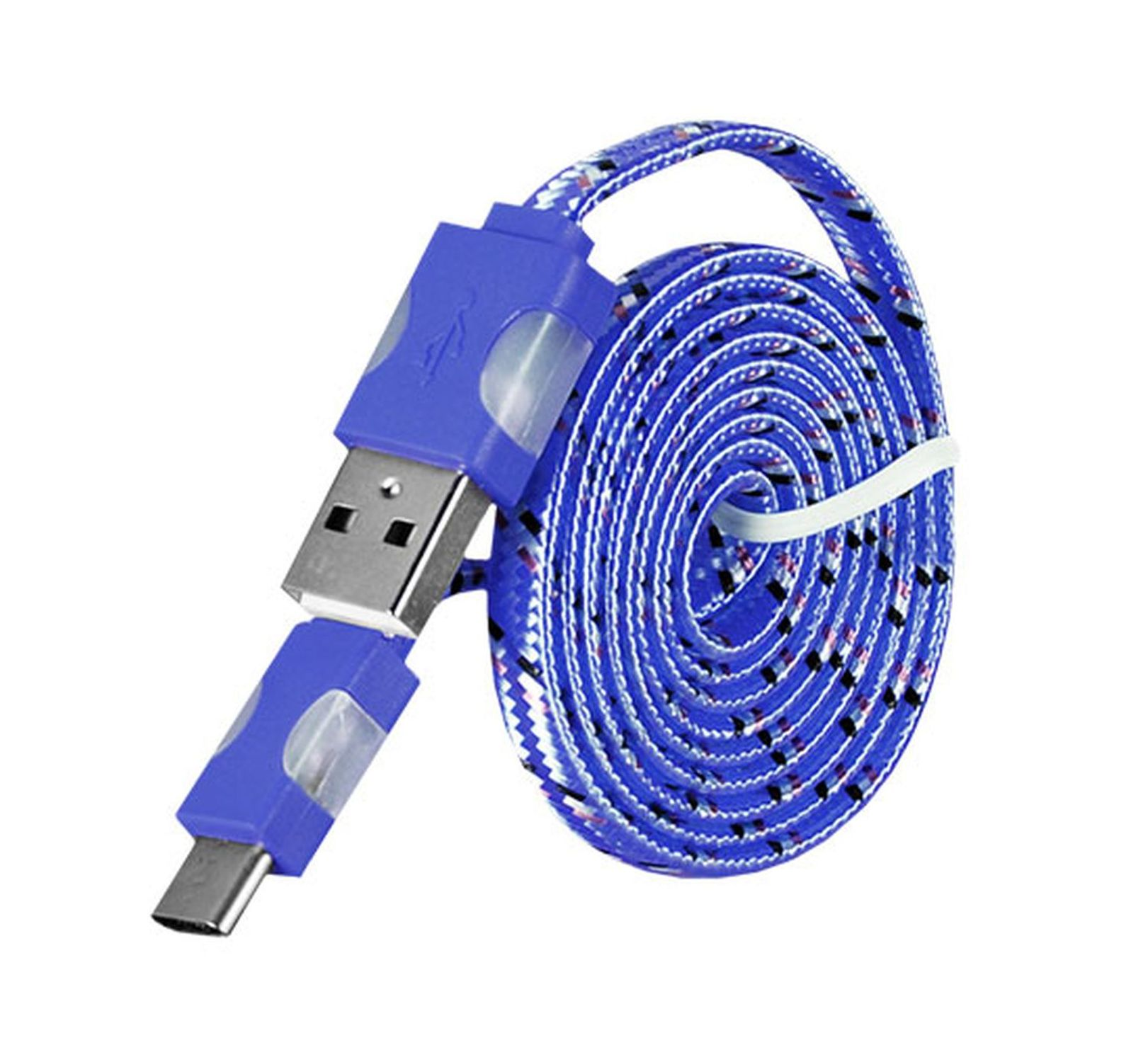 COFI 1m USB C Nylon Typ Ladekabel, LED Licht Blau Datenkabel