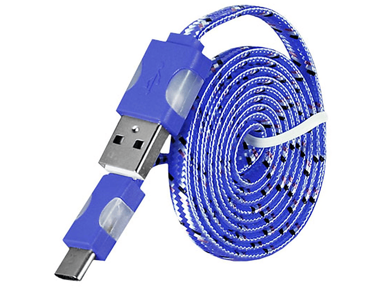 COFI 1m USB Typ C  LED Licht Nylon Datenkabel, Ladekabel, Blau